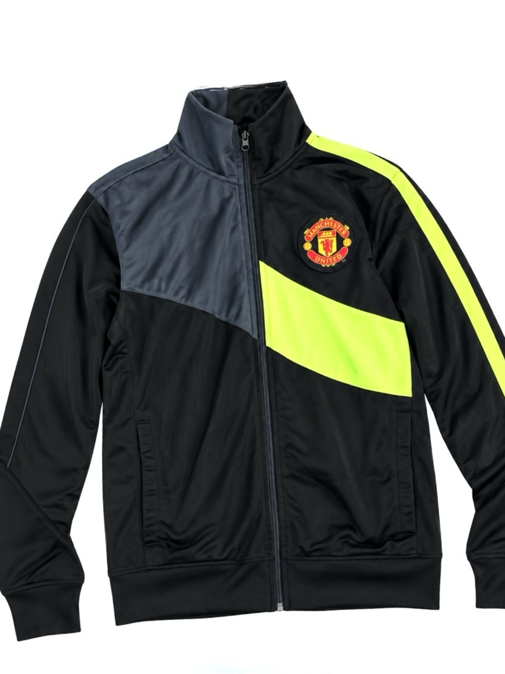 Men's Black & Neon Yellow Performance Track Jacket - Manchester United
